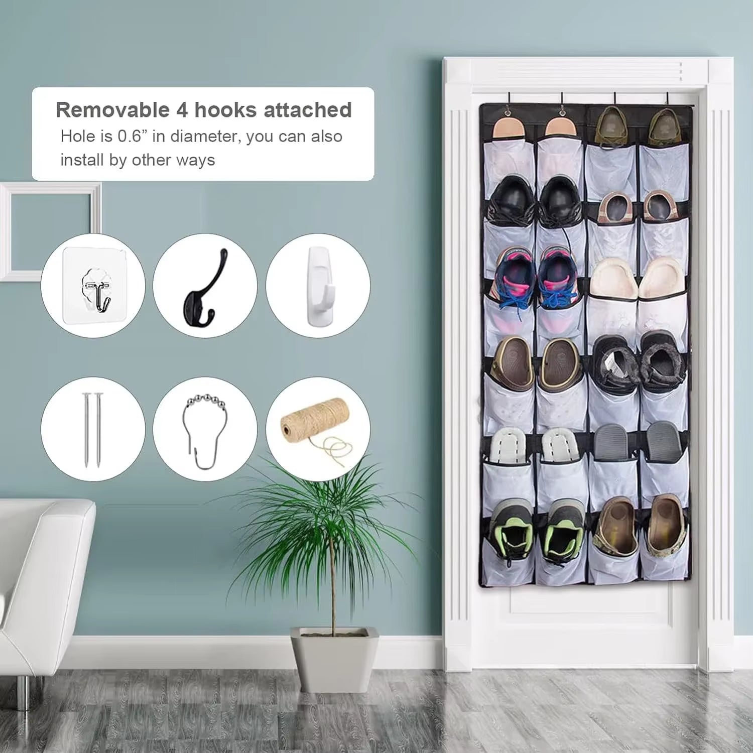 Over-the-Door Shoe Organizer – 24 Pocket Closet Storage