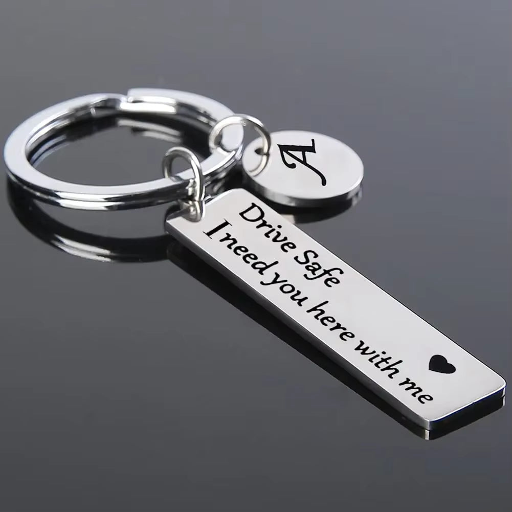 Drive Safe Keychain – Stainless Steel Initials