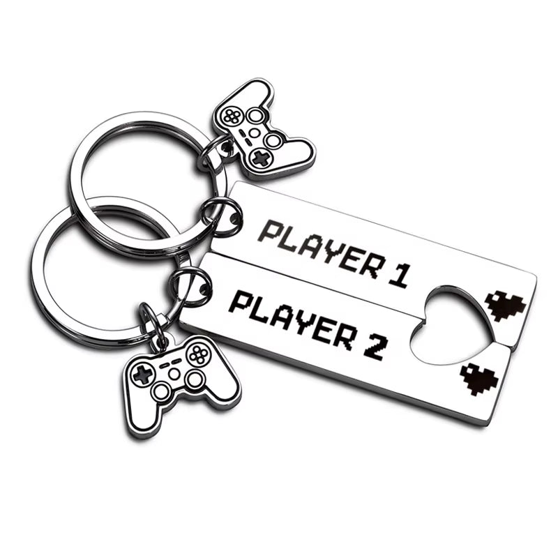 Player 1 & Player 2 Keychains – Gamer Couple Gift