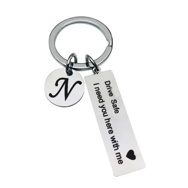 Drive Safe Keychain – Stainless Steel Initials