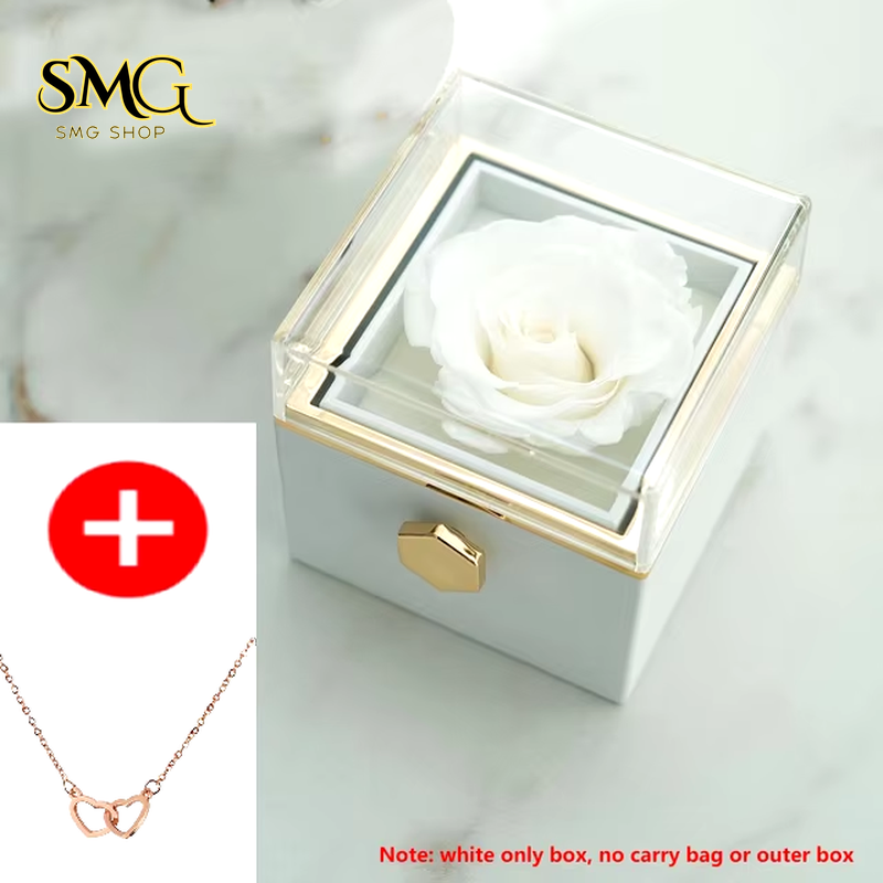 🌹 Valentine’s Day Double Heart Necklace with Eternal Rose Box