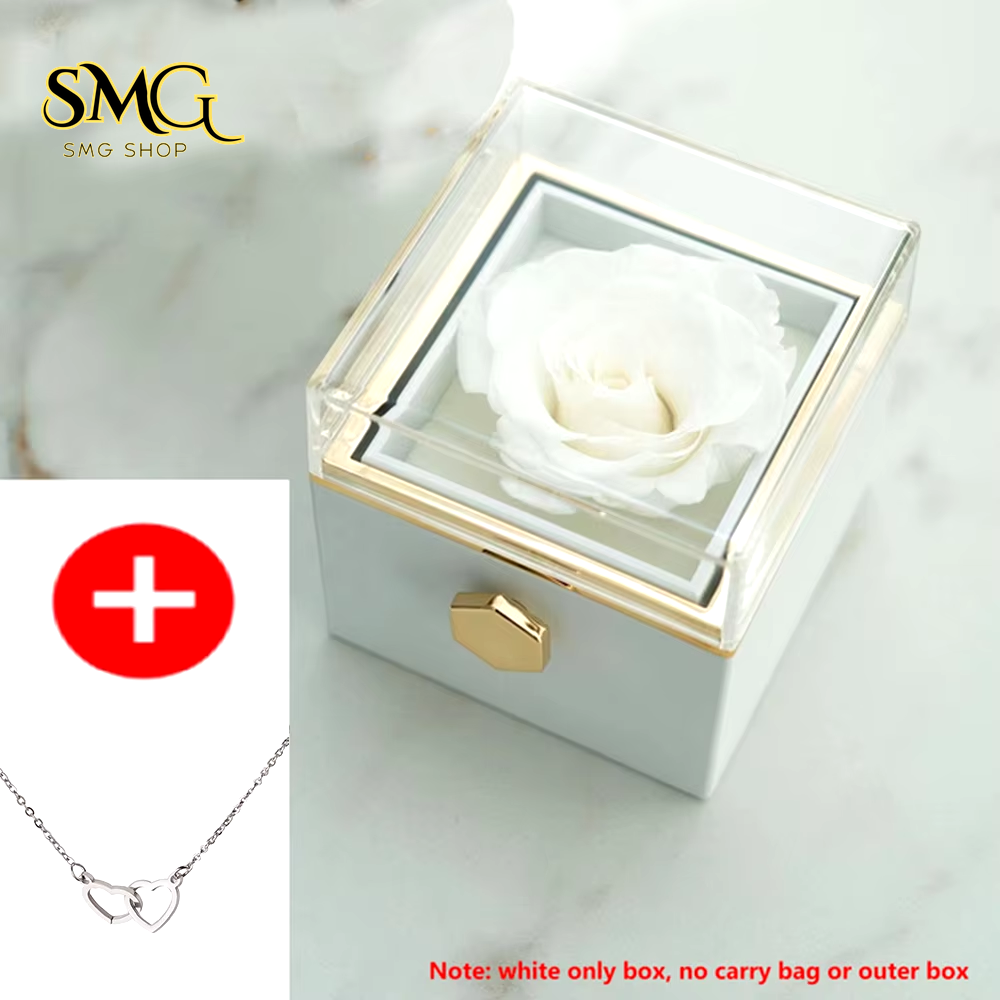 🌹 Valentine’s Day Double Heart Necklace with Eternal Rose Box